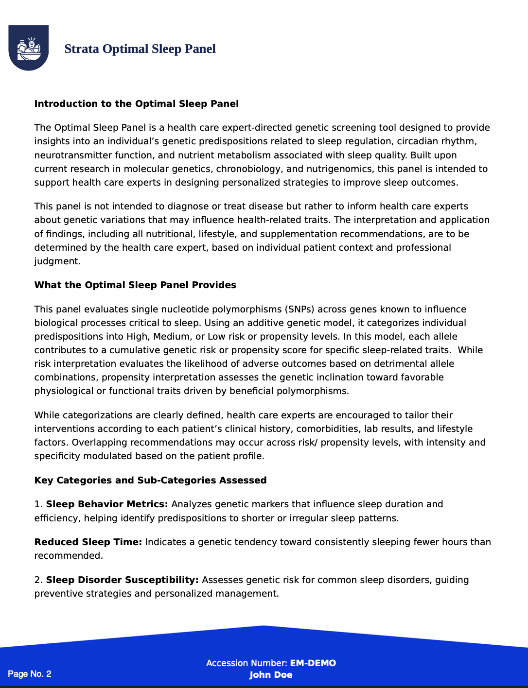 Strata Sleep & Recovery Genomic Panel