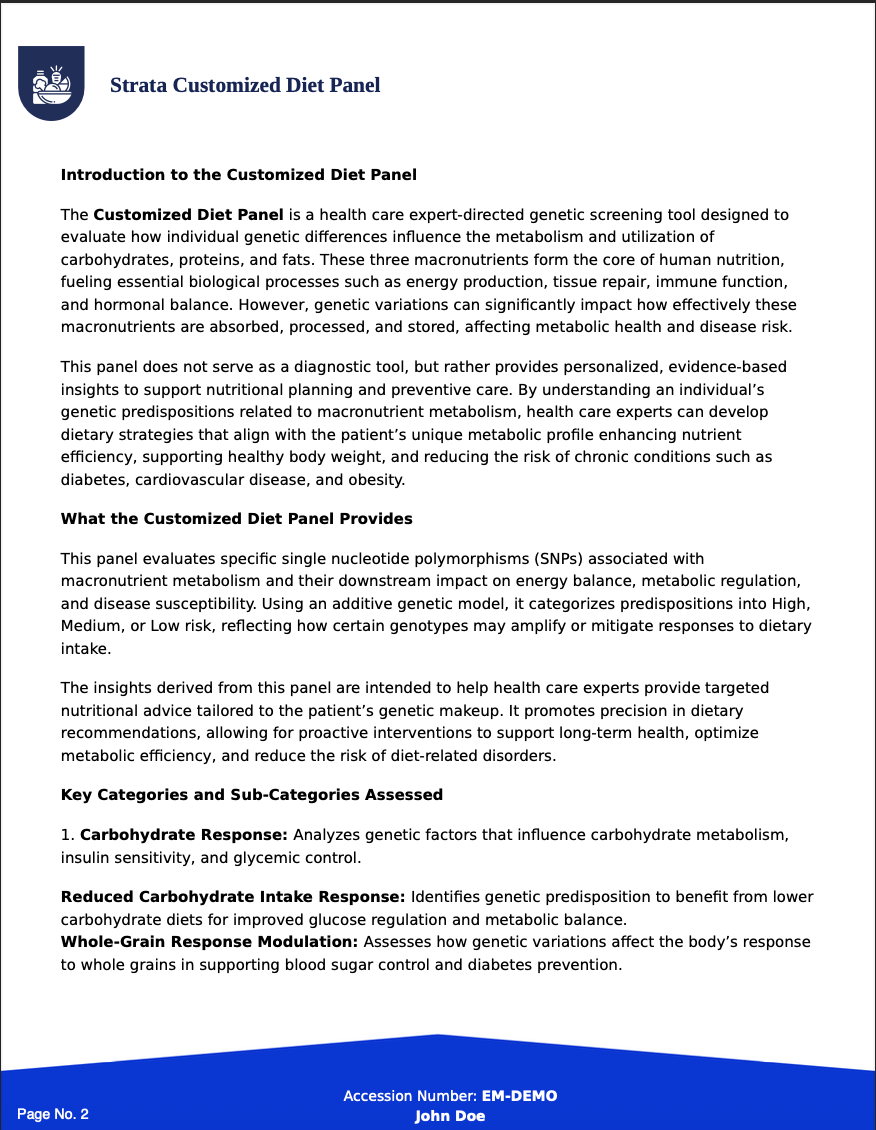 Strata Metabolic & Nutrition Blueprint Panel